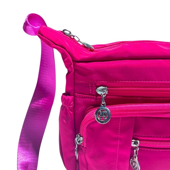 Jiel Shi Water-Resistant Nylon Crossbody/Shoulder Bag Bright Pink - Picture 4 of 13